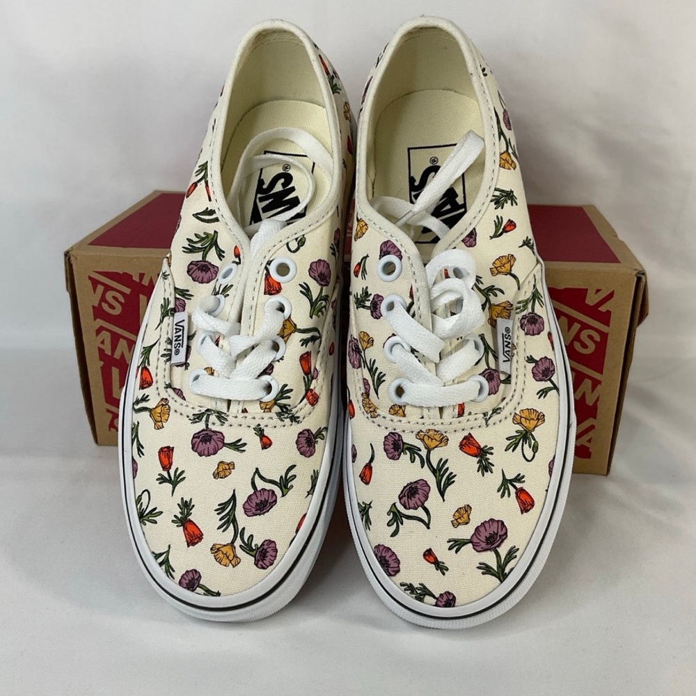 Vans Cream Sneakers with Floral Design
